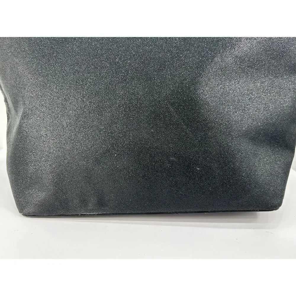 Kate Spade Large Black Glitter Tote Shoulder Bag‎ Full Zip Double Strap